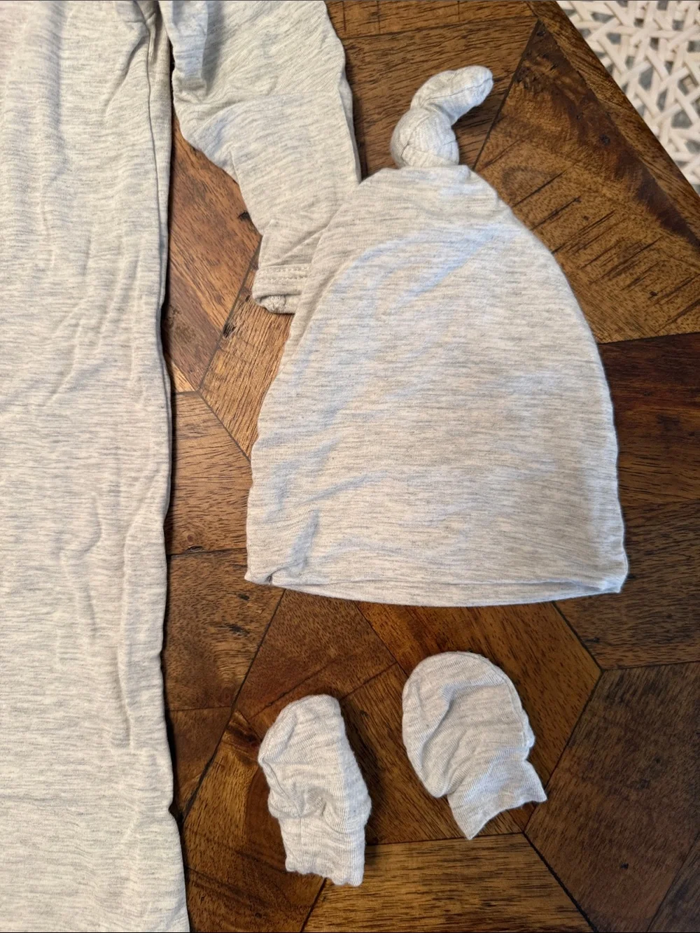 Baby Sleep Gown and Hat Set - Light Gray